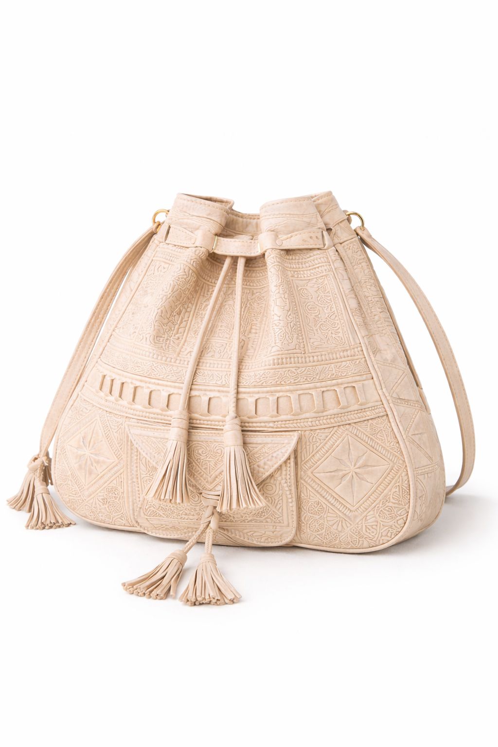 Authentic Moroccan Leather Bucket Bag – Handmade