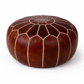 Moroccan Leather Pouf – Handmade Ottoman – Atlas Nomad
