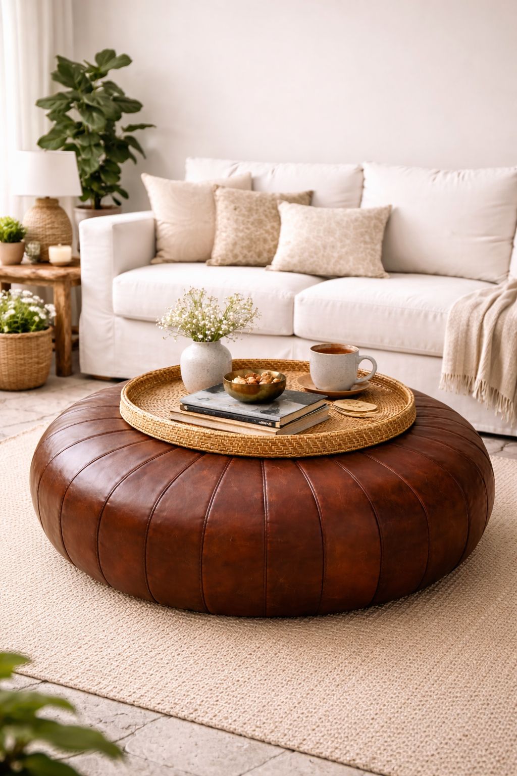 Authentic Moroccan Leather Pouf -GARAA- Handmade in Marrakech
