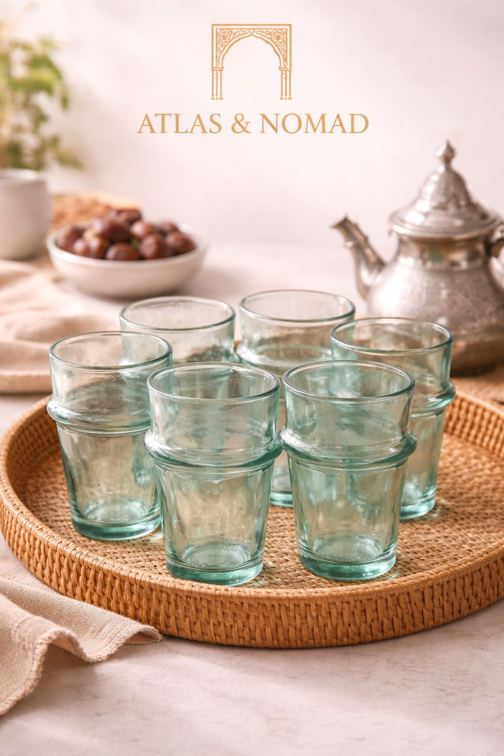 Set of 6 Moroccan Beldi Glasses – Handmade Recycled Moroccan Tea Glasses