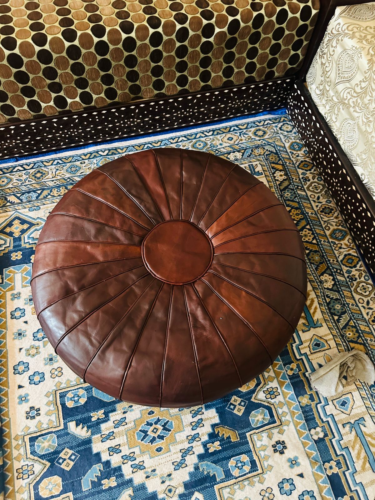 Authentic Moroccan Leather Pouf -GARAA- Handmade in Marrakech