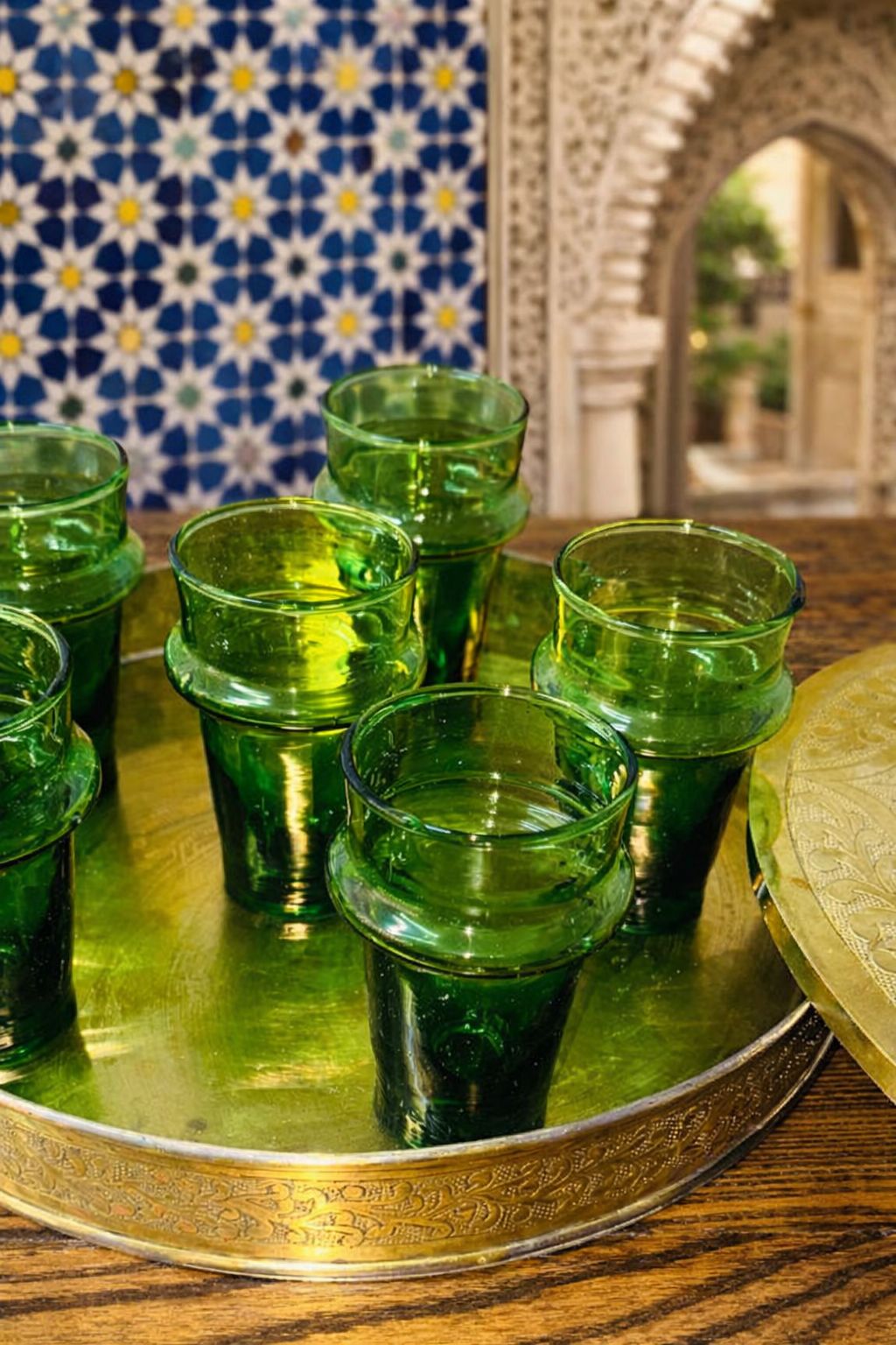 Set of 6 Authentic Moroccan Green Beldi Glasses