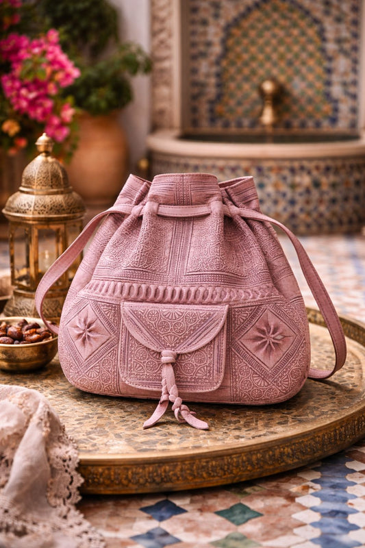Authentic Moroccan Leather Bucket Bag – Handmade