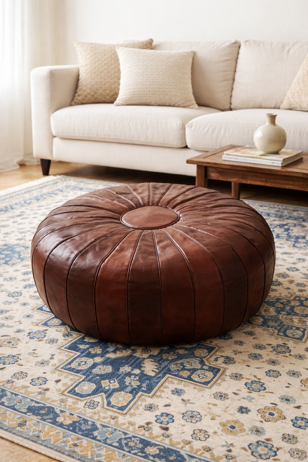 Authentic Moroccan Leather Pouf -GARAA- Handmade in Marrakech