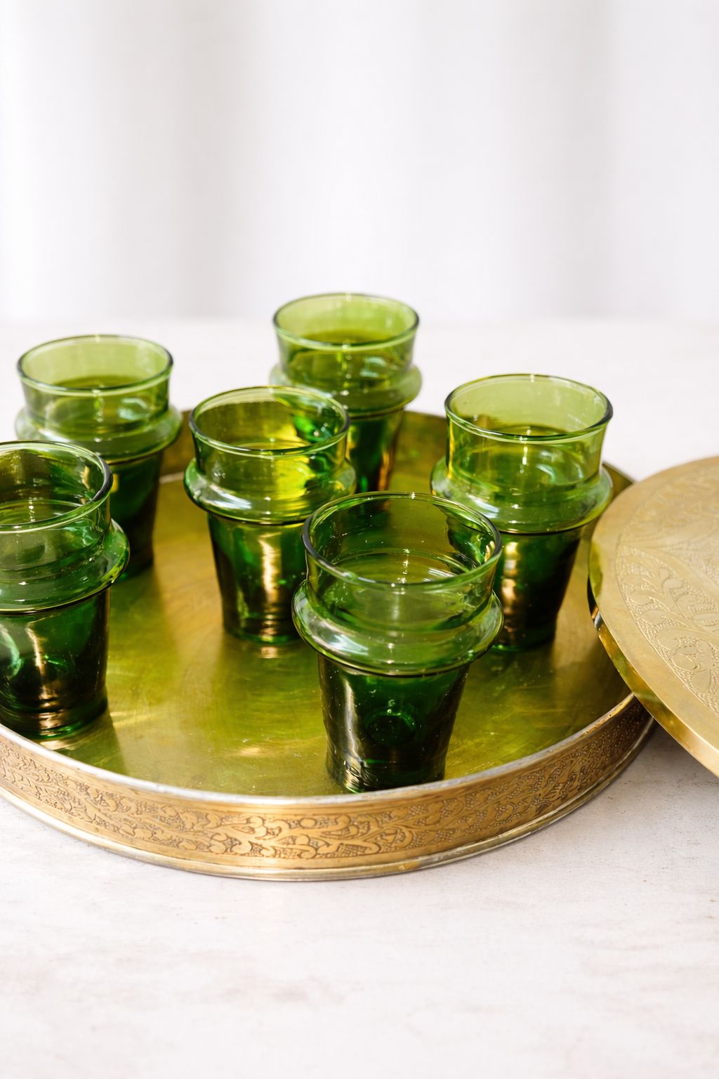 Set of 6 Authentic Moroccan Green Beldi Glasses
