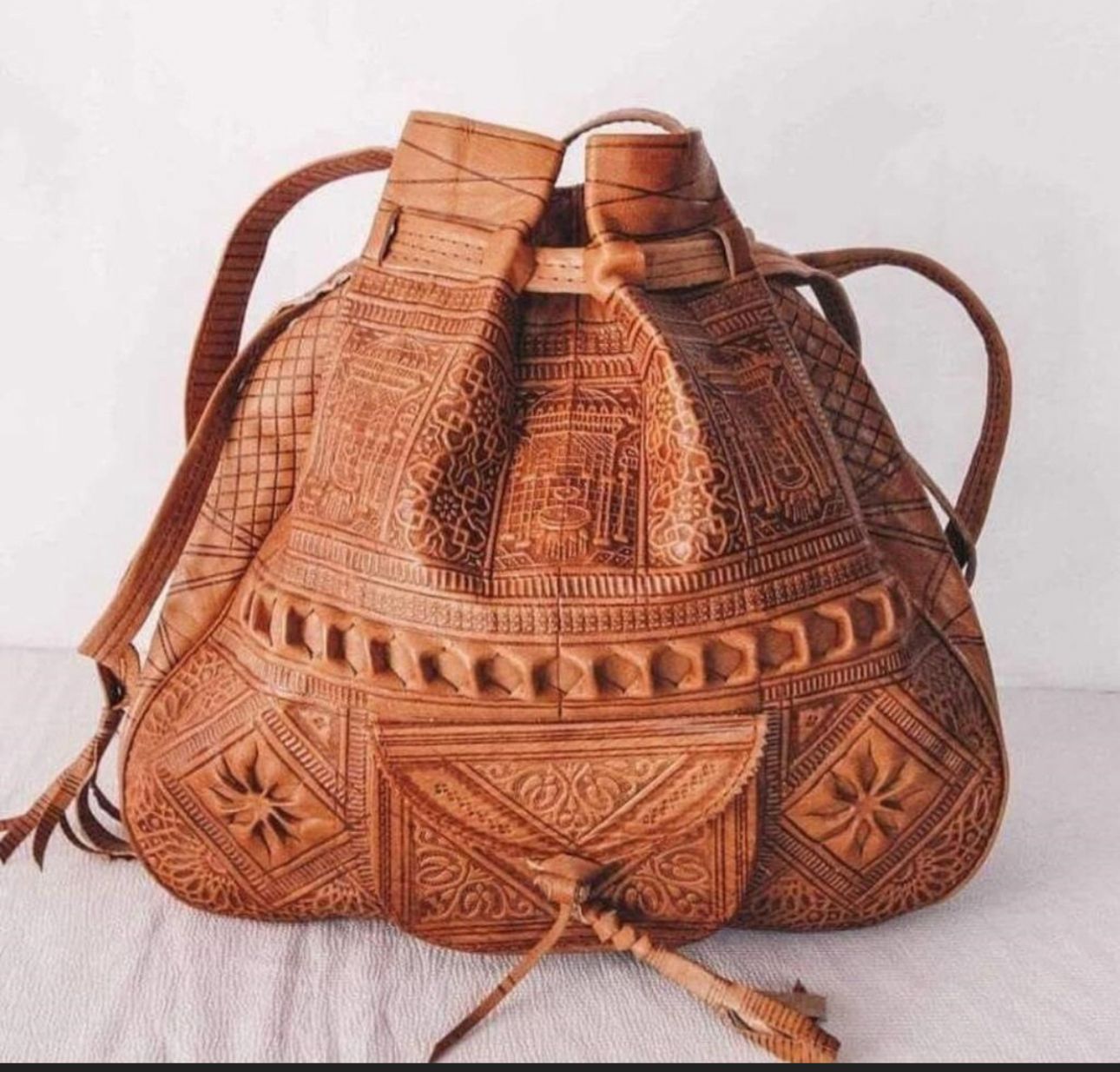 Moroccan Handmade Leather Bag | Berber Boho Shoulder Bag | Artisan Leather Purse