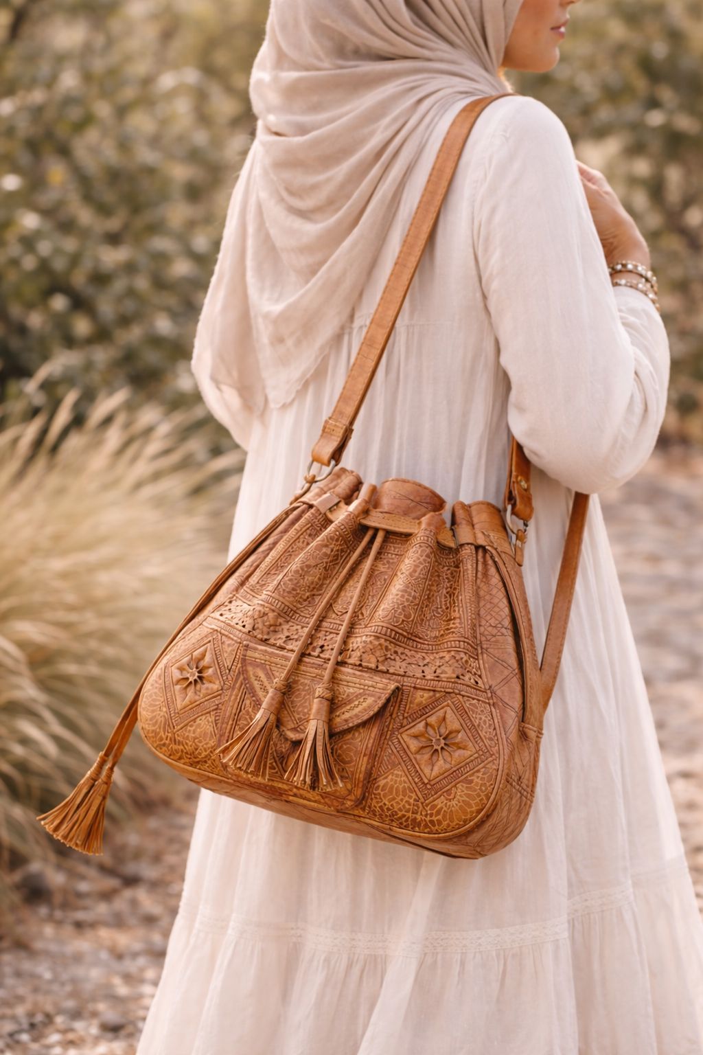 Moroccan Handmade Leather Bag | Berber Boho Shoulder Bag | Artisan Leather Purse
