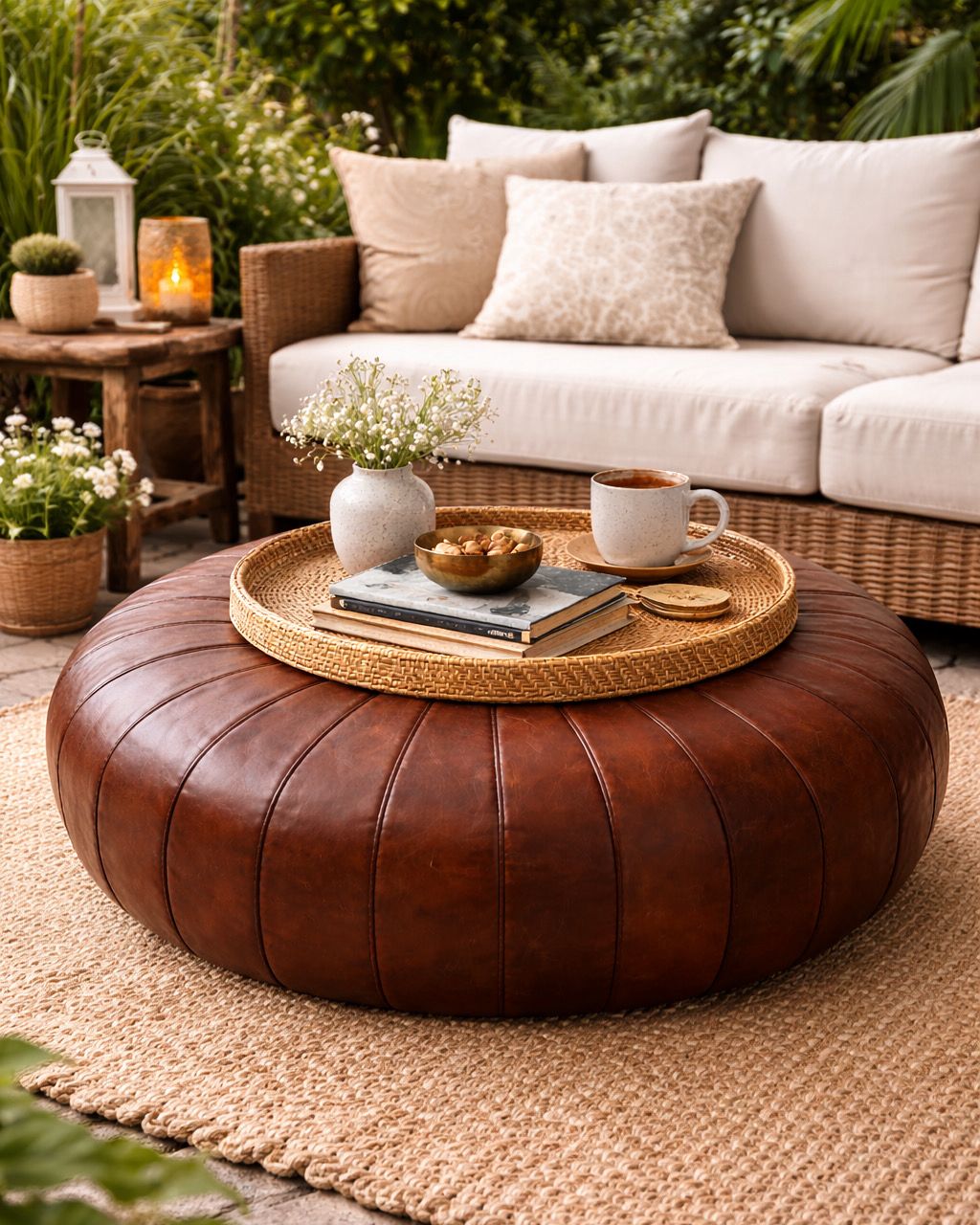 Authentic Moroccan Leather Pouf -GARAA- Handmade in Marrakech