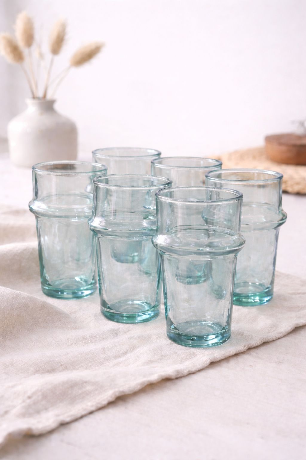 Set of 6 Moroccan Beldi Glasses – Handmade Recycled Moroccan Tea Glasses