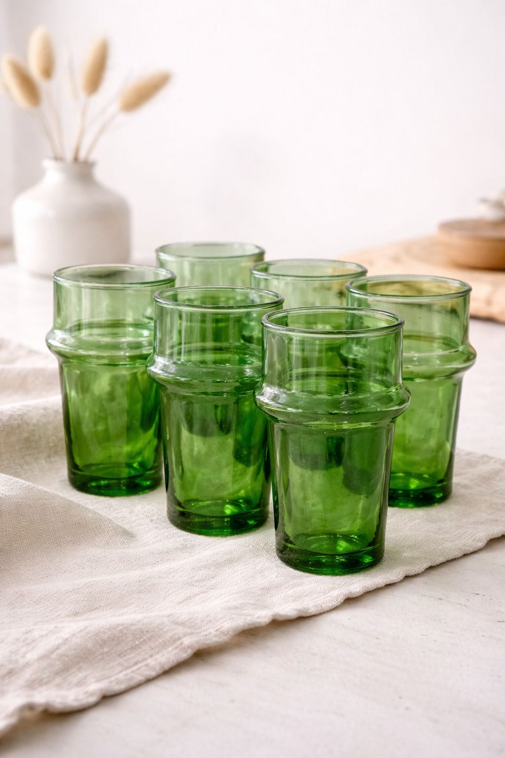 Set of 6 Authentic Moroccan Green Beldi Glasses